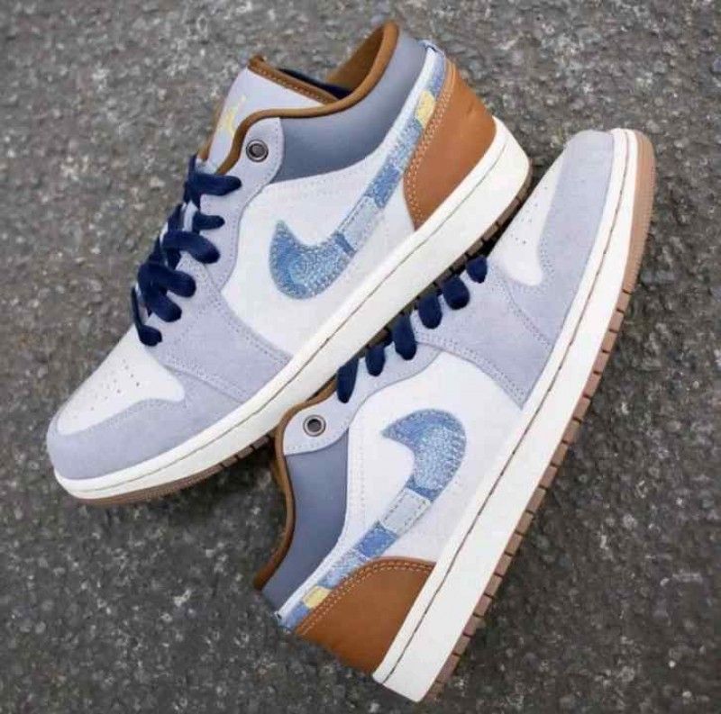 Air Jordan 1 Low SE Phantom Repaired Denim Swoosh