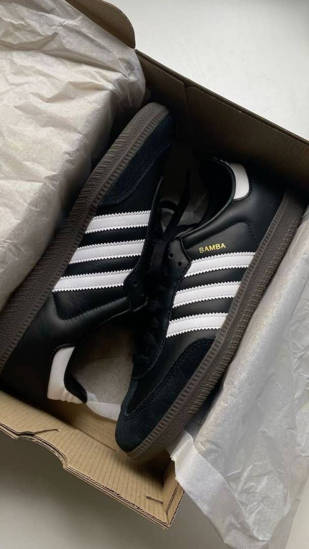 Adid Samba black white leather suede fixs