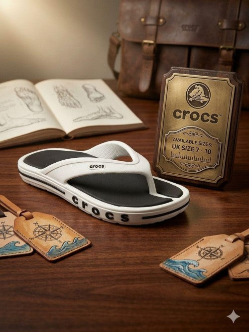 CROC S BAYABAND FLIP FLOP WHITE BLACK