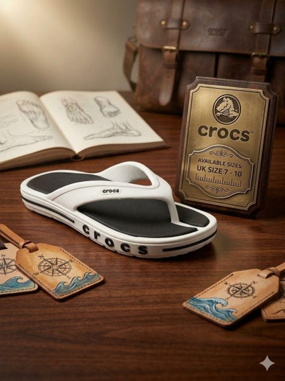 CROC S BAYABAND FLIP FLOP WHITE BLACK
