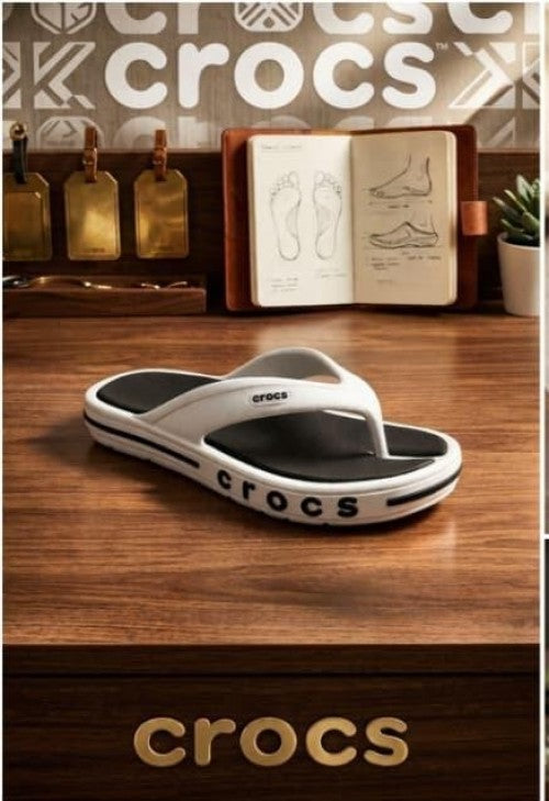 CROC S BAYABAND FLIP FLOP WHITE BLACK