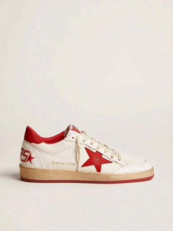 GOLDN GOOSE BALL STAR LOW WHITE RED FIX