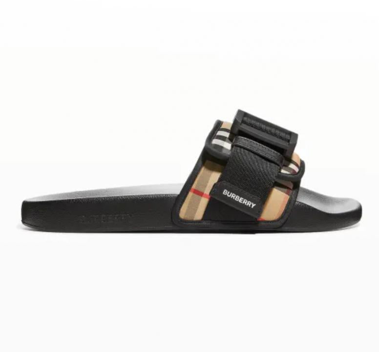 _Burberry_Buckles Strap Slides Black Premium
