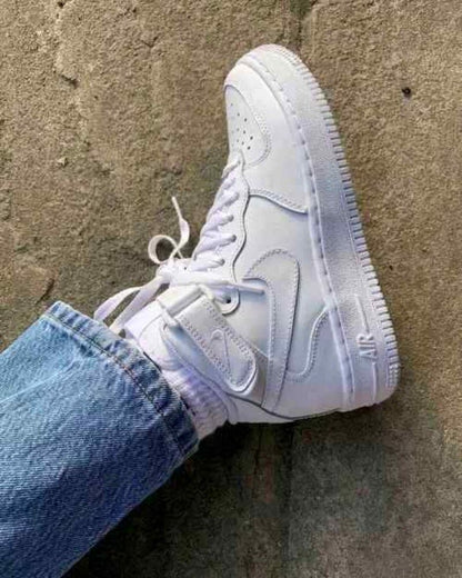 airforce long mid LEATHER WHITE
