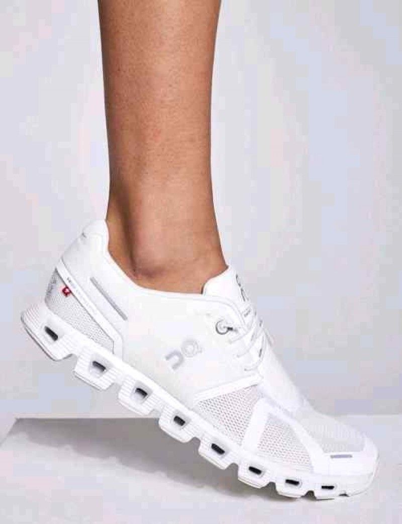 On Cloud Running 5 All White Shoes