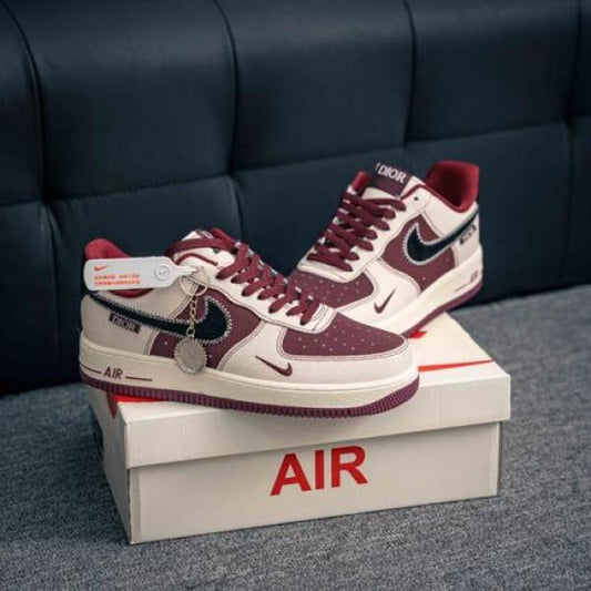 Nik_e Airforce 1 Low X Dio_R Maroon Beige Fix
