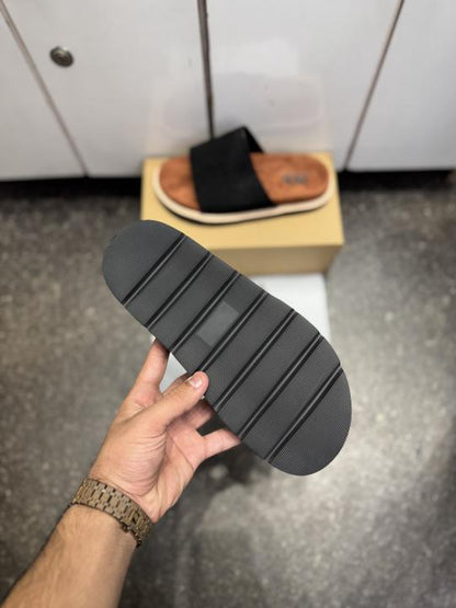 ZAR.A PREMIUM SUEDE SLIDE BLACK TAN 026