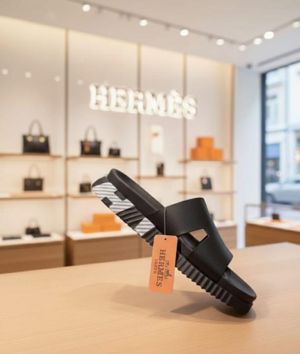 HERMMES IZMIR THICK SOLE ITALIAN SLIDE BLACK 33