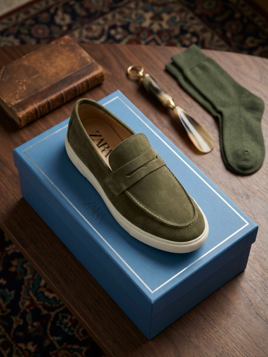 ZAR.A GREEN SUEDE LOAFER 400