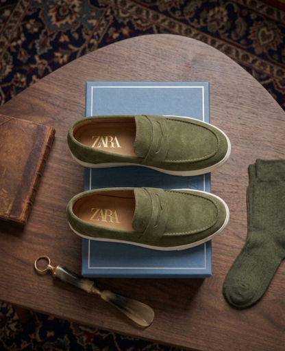 ZAR.A GREEN SUEDE LOAFER 400