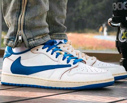 Nikkee Air Jordan Retro 1 X Travis Scott Fragment Heat of White Semi Ua