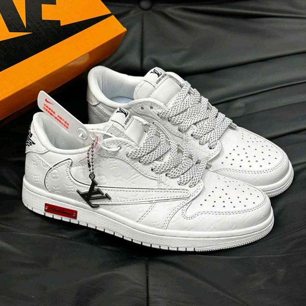 Nikkee Air Jordan1 Low Travis LV White Silver