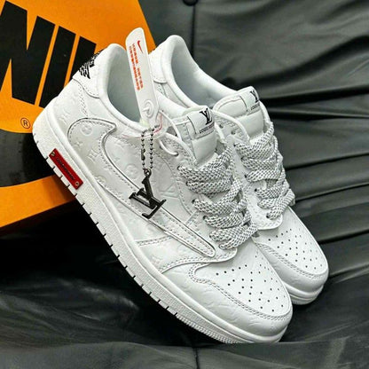 Nikkee Air Jordan1 Low Travis LV White Silver