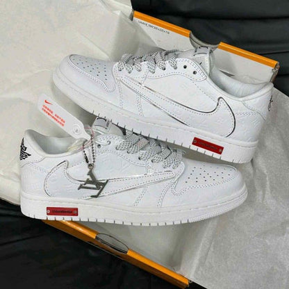 Nikkee Air Jordan1 Low Travis LV White Silver