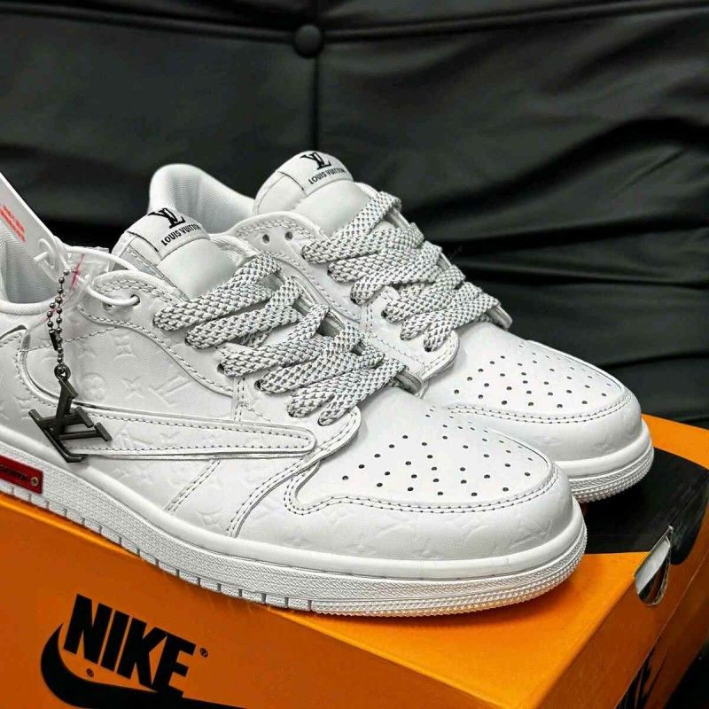 Nikkee Air Jordan1 Low Travis LV White Silver