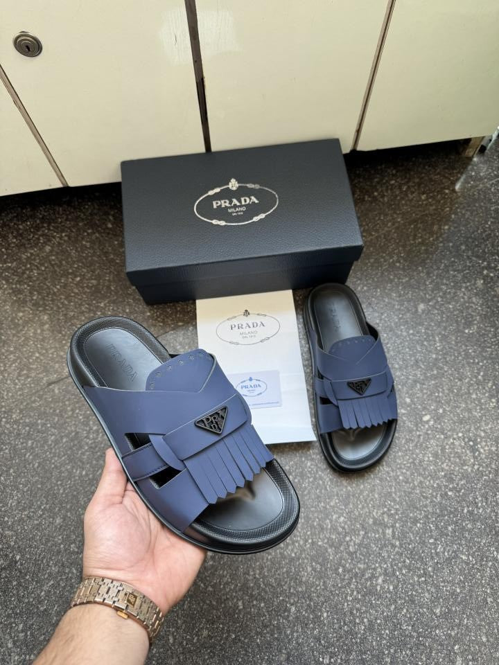 Praada Luxury Blue Men Slip on
