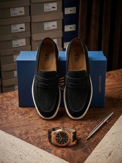 ZAR.A BLACK SUEDE LOAFER 500