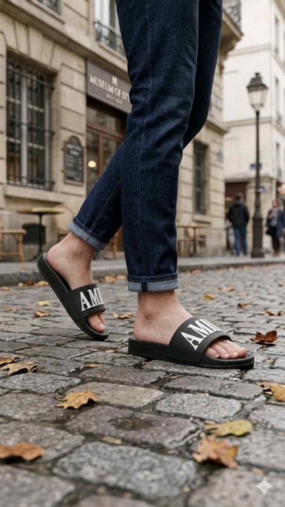AMIRRI EMBOSSED BLACK FLIP FLOP
