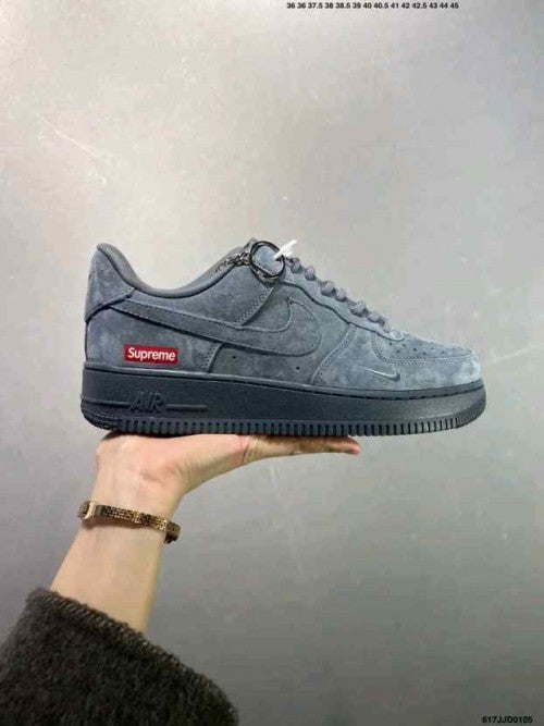 Nikee x Supreme Airforce 1 Low Grey Suede