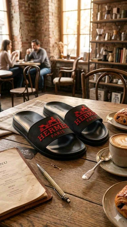 HERME.S PARIS LOGO SLIDES BLACK