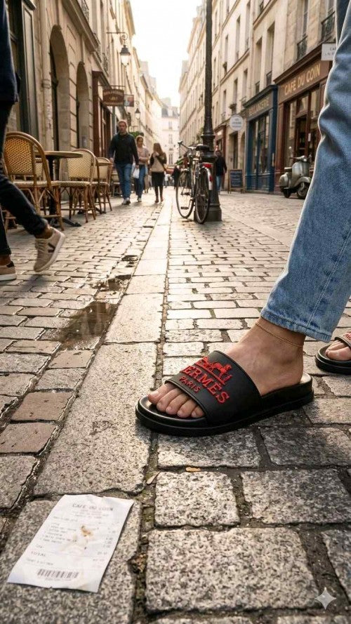 HERME.S PARIS LOGO SLIDES BLACK