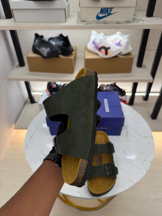 Birkenstock Arizona green suede
