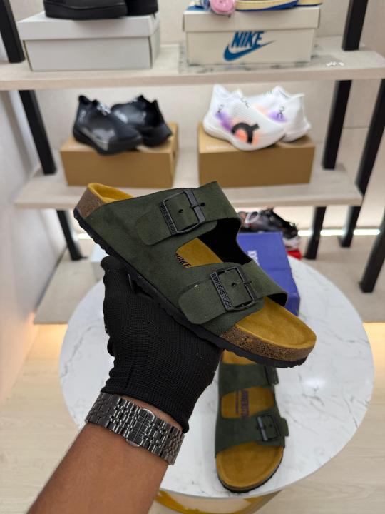 Birkenstock Arizona green suede