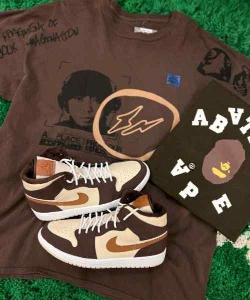 Jordan Retro 1 Mid Brown Basalt Oatmeal Mocha