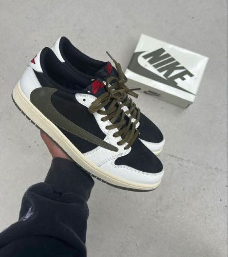 Air Jordan Retro 1 X Travis Scott Olive Green Semi ua