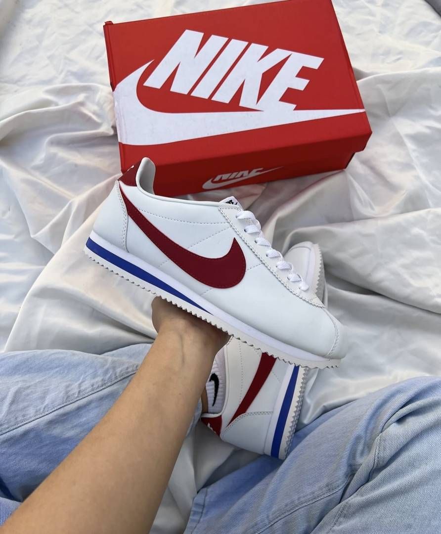 NIKKE CORTEZ LEATHER FOREST GUMP WHITE RED