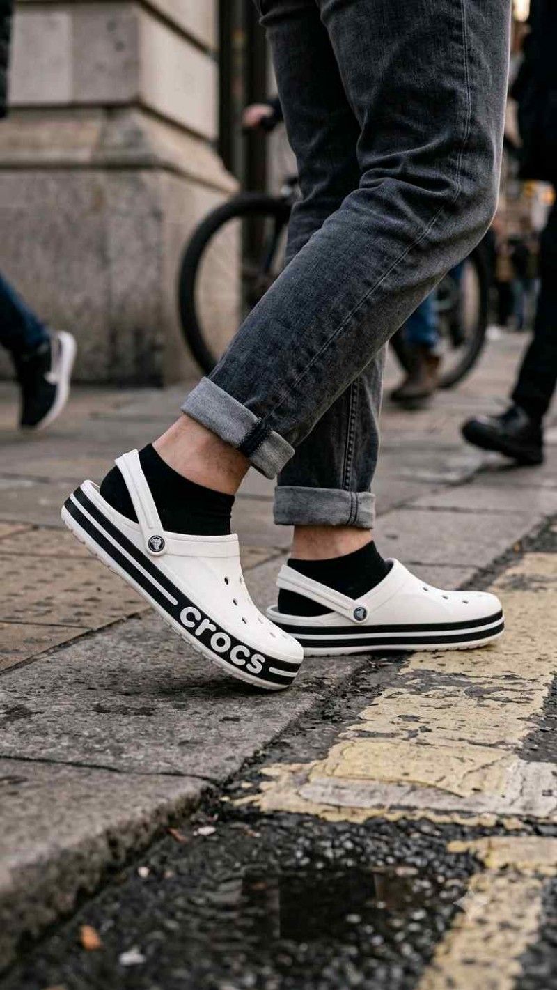 CROCCS BAYABAND WHITE BLACK FOR MEN