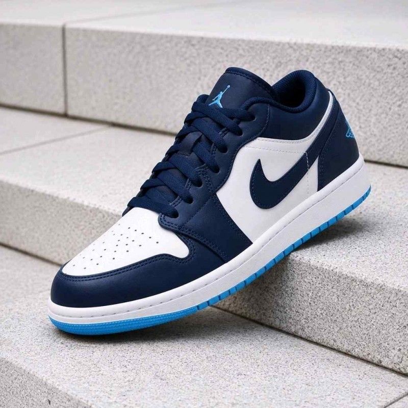 Nikkee Air Jordan 1 Low Midnight Navy University Blue 1st Leather