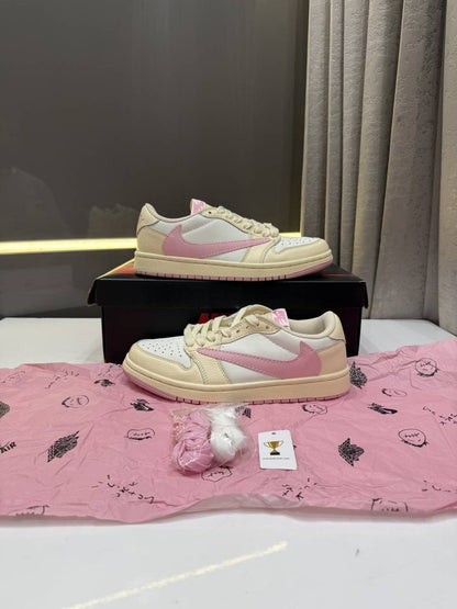 Nikke Travis Scott X Air Jordan 1 Low OG Shy Pink Semi Ua Fix