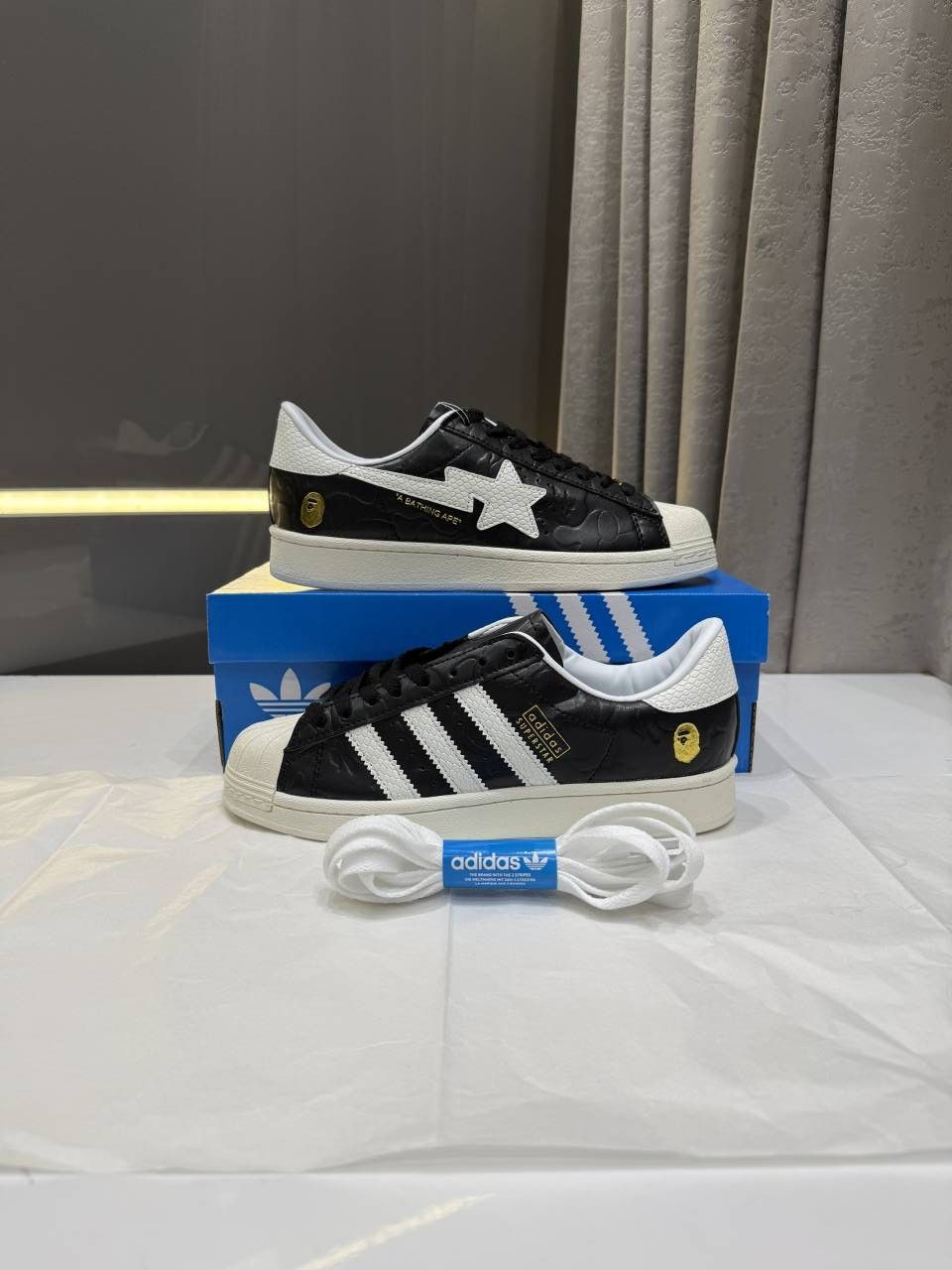 ADIIDAS X A BATHING SUPERSTAR VINTAGE BLACK WHITE FIX