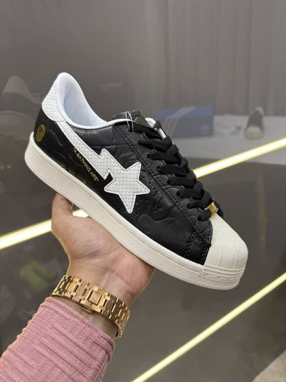 ADIIDAS X A BATHING SUPERSTAR VINTAGE BLACK WHITE FIX