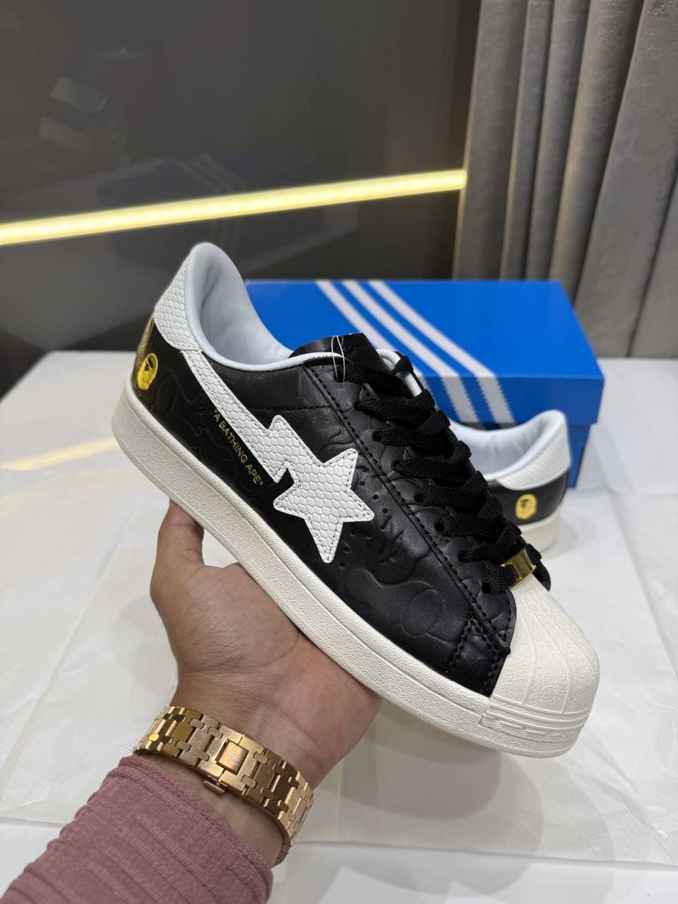 ADIIDAS X A BATHING SUPERSTAR VINTAGE BLACK WHITE FIX