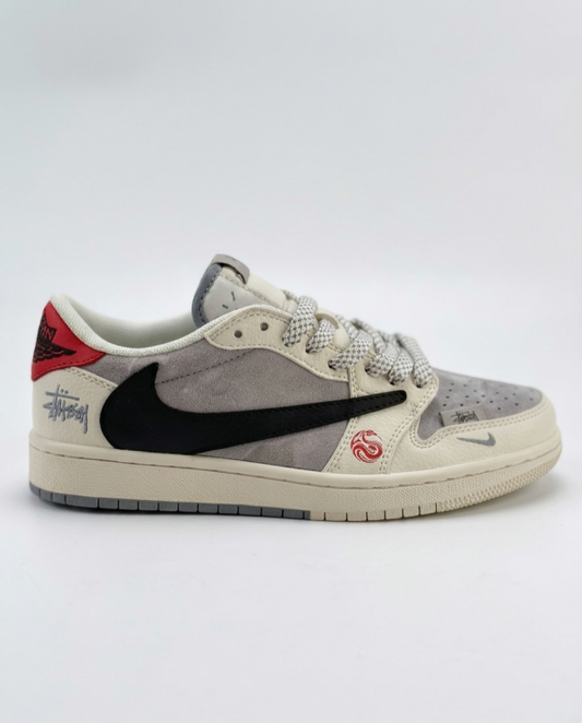 NIK.E AIR JORDAN 1 LOW TRAVIS SCOTT X STUSSY RED