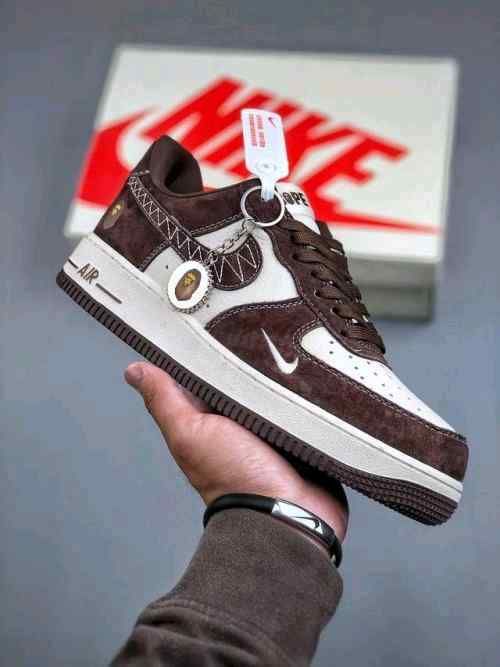 Bape x Nikkee Airforce 1 Beige Brown 1st Leather