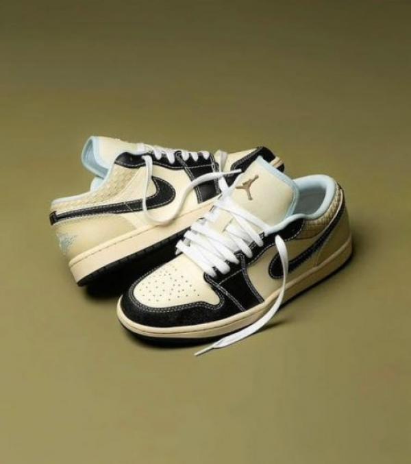 NIK_E AIR JORDAN 1 LOW COCONUT MILK BLACK MUSLIN FIX
