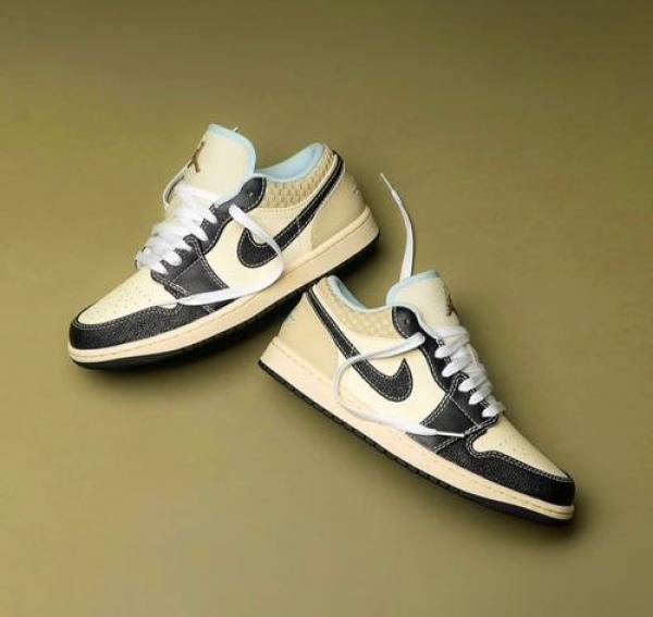 NIK_E AIR JORDAN 1 LOW COCONUT MILK BLACK MUSLIN FIX