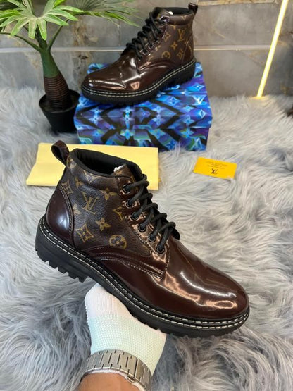 LOUISS VUITTON LV SHINE LEATHER BROWN LONG SALE