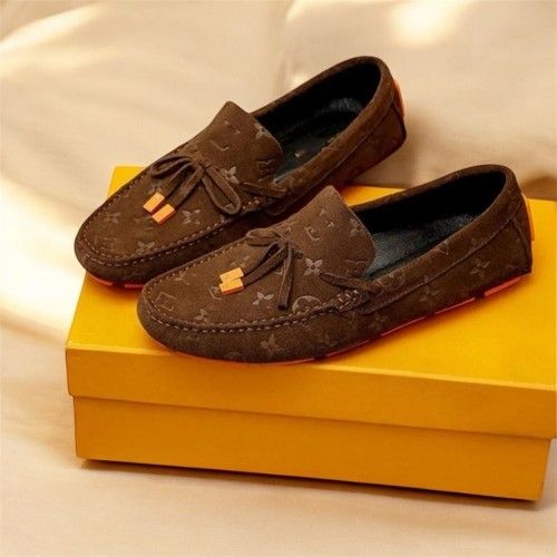 suede embossed luxury loafers brown
