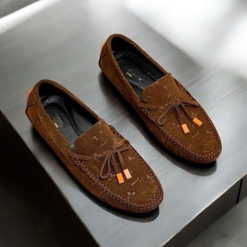 suede embossed luxury loafers brown