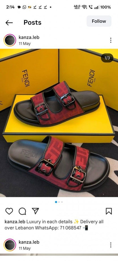 UA_FENDI_ROMA SLIDE RED BLACK WITH CARRY BAG