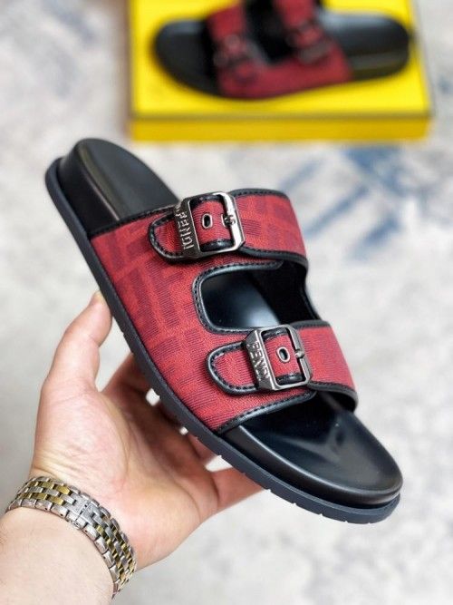 UA_FENDI_ROMA SLIDE RED BLACK WITH CARRY BAG