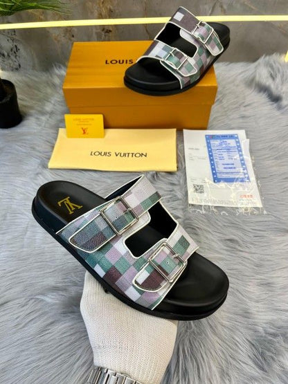 _louis_vuitton_trainer mule green multi checks sandal for men