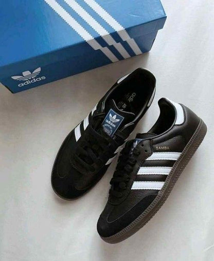 Adida women samba black white leather suede fixe
