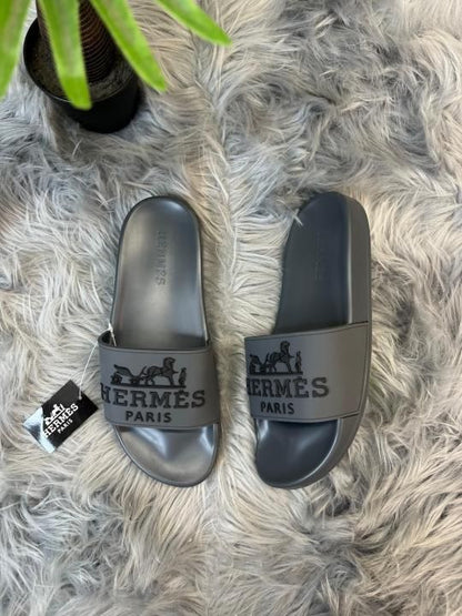 .HERME.S.PARIS LOGO SLIDE GREY