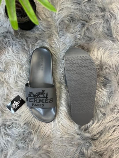 .HERME.S.PARIS LOGO SLIDE GREY