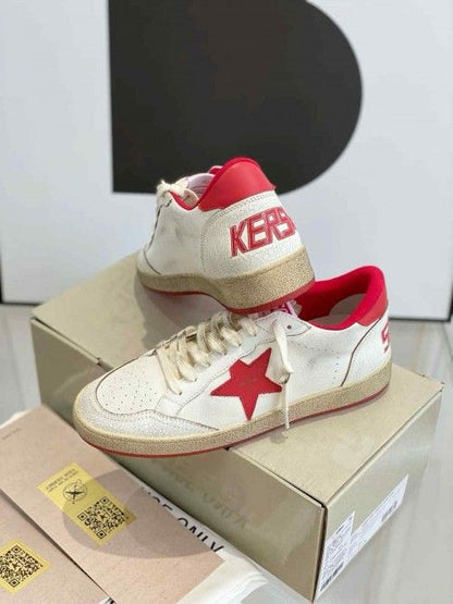Golden Goose Ball-Star Low White Red